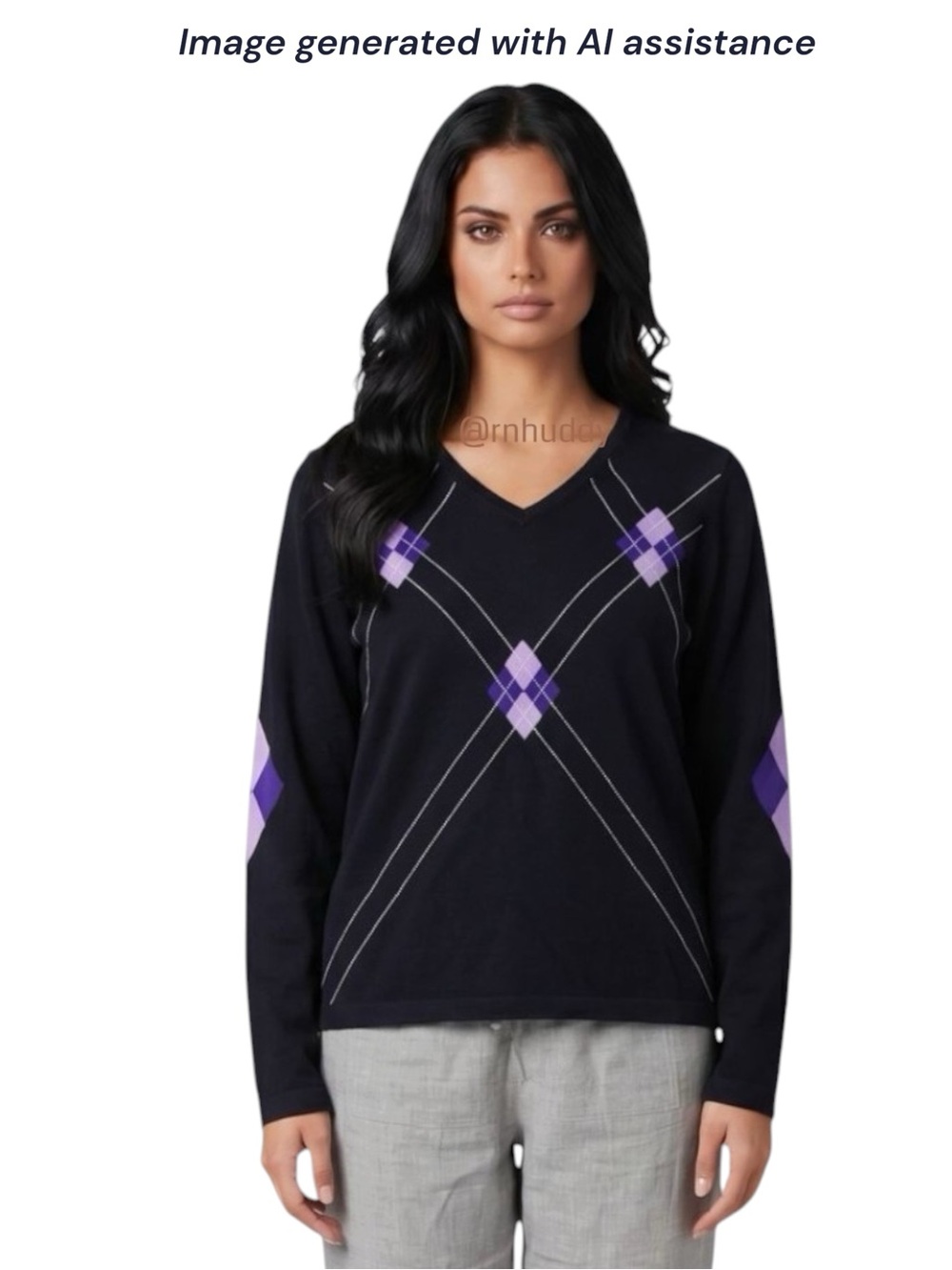 EP Pro M black argyle light weight sweater